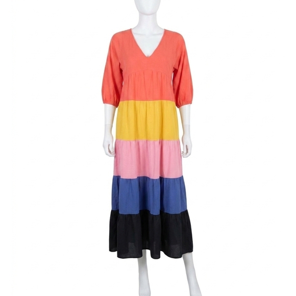 ENTRO Dresses & Skirts - NEW ENTRO smooth sailing maxi dress in coral orange multi color
